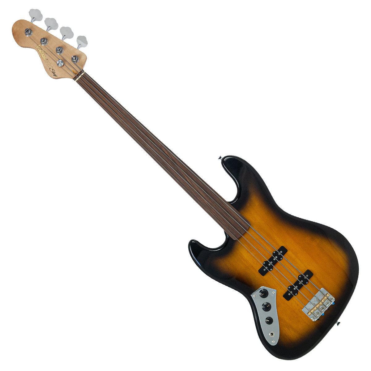 Vintage VJ74 ProShop Unique Left Hand Fretless Bass ~ Nitro