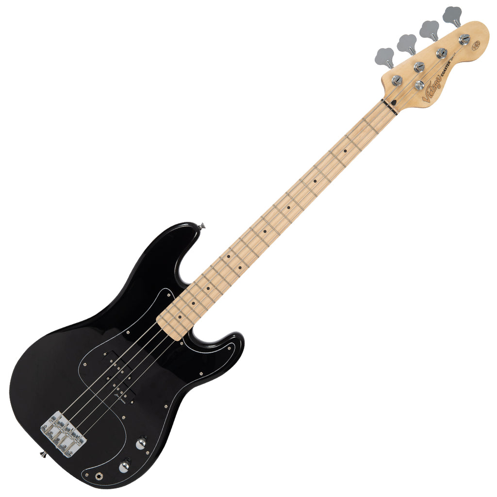 Vintage Maple V40 Coaster Series Bass Guitar ~ Boulevard Black