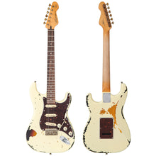 Load image into Gallery viewer, Distressed White Over Sunburst Vintage V6 ICON Electric Guitar