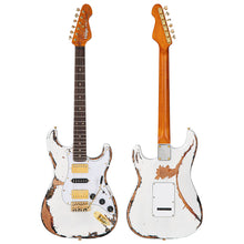 Load image into Gallery viewer, Distressed White Over Sunburst Gloss Vintage V6 ProShop Custom-Build Electric Guitar