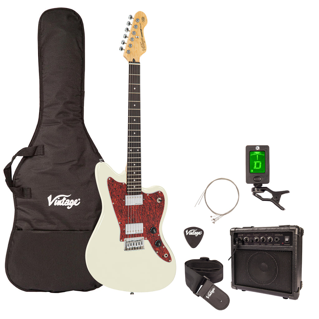 Vintage White Vintage V50 Coaster Series Electric Guitar Pack