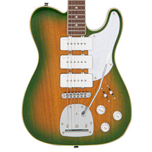 Load image into Gallery viewer, Vintage REVO Series Trio Electric Guitar ~ Green/Yellow Burst