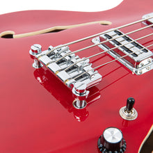 Load image into Gallery viewer, Vintage REVO Series 'Supreme' Semi-Acoustic Bass Guitar ~ Cherry Red