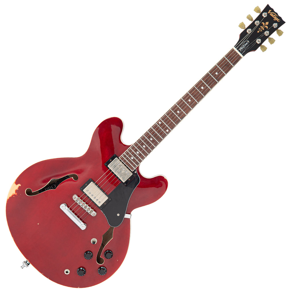 Distressed Cherry Red Vintage VSA500 ProShop Custom-Build Electric Guitar