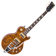 Load image into Gallery viewer, Vintage V100 ReIssued Electric Guitar w/Bigsby ~ Flamed Amber