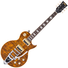 Load image into Gallery viewer, Vintage V100 ReIssued Electric Guitar w/Bigsby ~ Flamed Amber