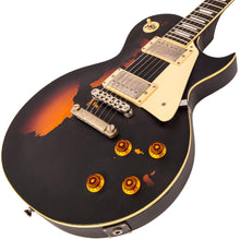 Load image into Gallery viewer, Vintage V100 ICON Electric Guitar ~ Distressed Black Over Sunburst