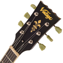 Load image into Gallery viewer, Vintage V100 ICON Electric Guitar ~ Distressed Black Over Sunburst