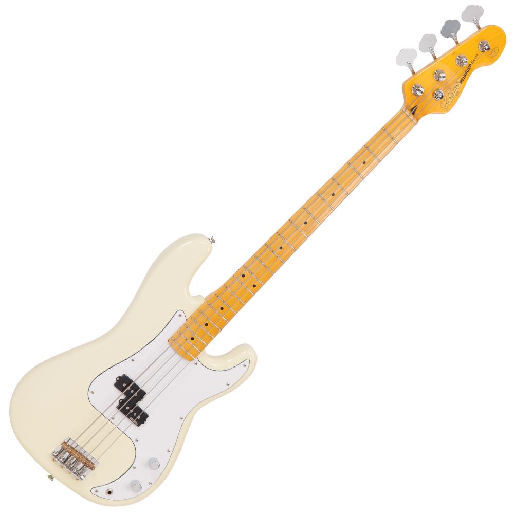 Vintage White Vintage V4 ReIssued Maple Fingerboard Bass Guitar