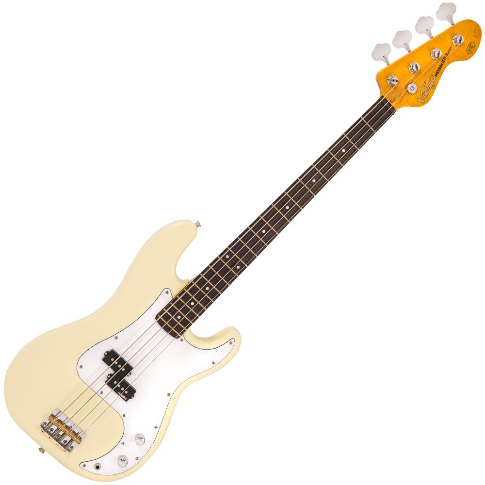 Vintage White Vintage V4 Reissued Bass Guitar