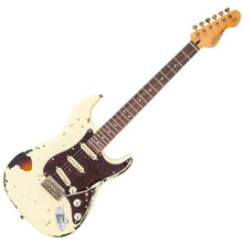 Load image into Gallery viewer, Distressed White Over Sunburst Vintage V6 ICON Electric Guitar