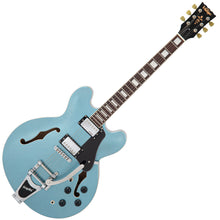 Load image into Gallery viewer, Vintage VSA500B ReIssued Semi Acoustic Guitar w/Bigsby ~ Gun Hill Blue