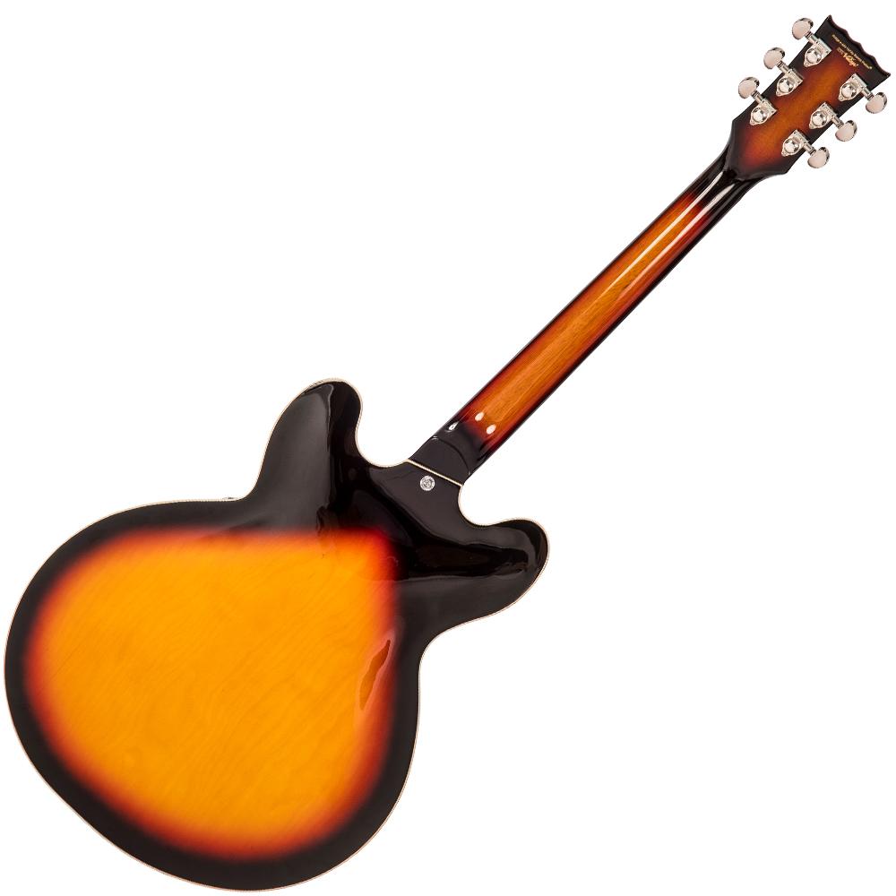 エレキギター vintage vsa500psb ケース付き Vintage VSA500P ReIssued Semi Acoustic Guitar ~ Vintage Sunburst