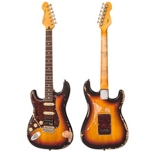 Load image into Gallery viewer, Vintage V6H ICON HSS Electric Guitar ~ Left Hand Distressed Sunburst