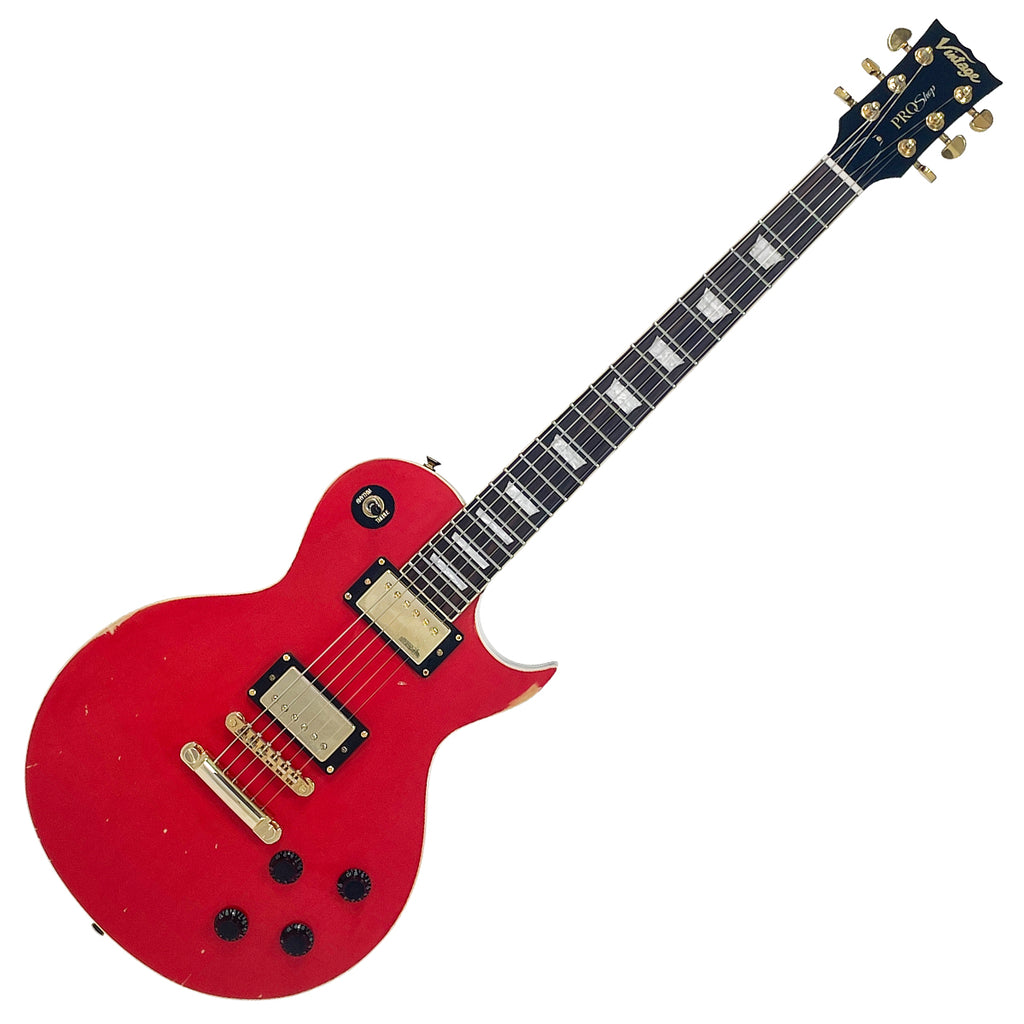 Light Distressed Red Vintage V100 ProShop Unique Electric Guitar