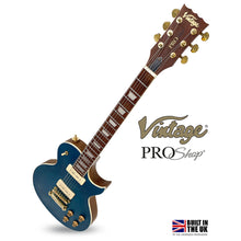 Load image into Gallery viewer, Distressed Blue Sparkle Vintage V100 ProShop Unique Electric Guitar