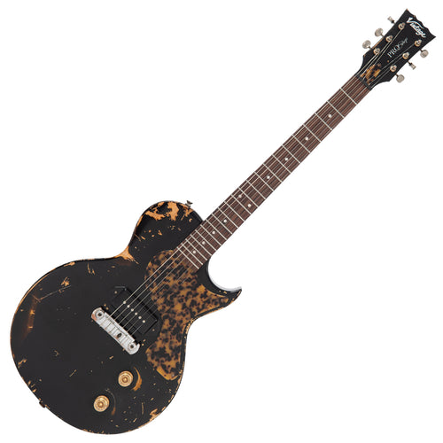 Heavy Distressed Black over Sunburst Vintage V120 ProShop Custom-Build Electric Guitar