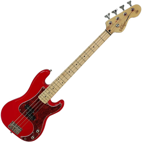 Vintage Maple V30 Coaster Series Bass Guitar ~ Gloss Red