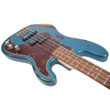 Load image into Gallery viewer, Vintage V42 ProShop Custom-Build Bass Guitar ~ Distressed Metallic Blue Over Sunburst