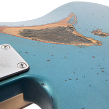 Load image into Gallery viewer, Vintage V42 ProShop Custom-Build Bass Guitar ~ Distressed Metallic Blue Over Sunburst