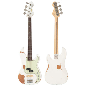 Distressed Nitro White Vintage V42 ProShop Custom-Build Bass Guitar