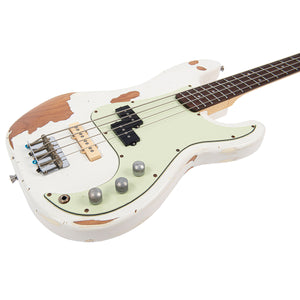 Distressed Nitro White Vintage V42 ProShop Custom-Build Bass Guitar