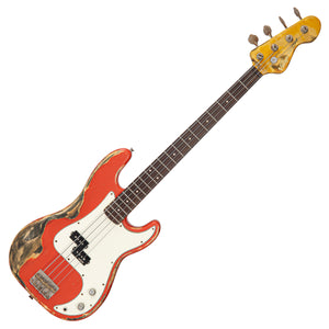 Super Heavy Distressed Firenza Red Vintage V4 ProShop Custom-Build Bass Guitar