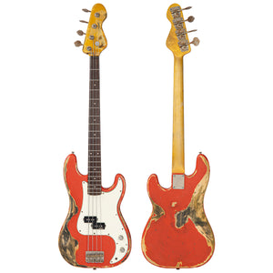 Super Heavy Distressed Firenza Red Vintage V4 ProShop Custom-Build Bass Guitar