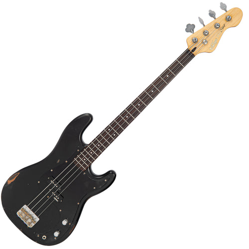 Medium Distressed Matte Black Vintage V4 ProShop Custom-Build Bass Guitar