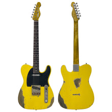 Load image into Gallery viewer, Distressed Canary Yellow Vintage V52 ProShop Unique Electric Guitar.