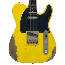 Load image into Gallery viewer, Distressed Canary Yellow Vintage V52 ProShop Unique Electric Guitar.