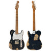 Heavy Distressed Matte Black with Roasted Maple Neck and Mirrored Scratchplate Vintage V52 ProShop Unique Electric Guitar