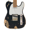 Heavy Distressed Matte Black with Roasted Maple Neck and Mirrored Scratchplate Vintage V52 ProShop Unique Electric Guitar