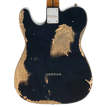 Load image into Gallery viewer, Heavy Distressed Matte Black with Roasted Maple Neck and Mirrored Scratchplate Vintage V52 ProShop Unique Electric Guitar