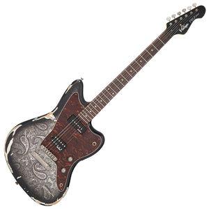 Distressed Silver Paisley Vintage V65 ProShop Unique Baritone Electric Guitar