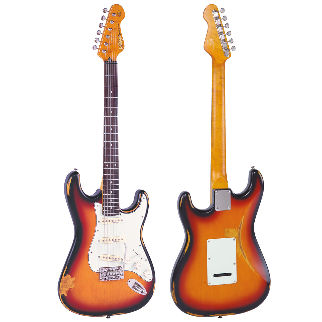 Vintage V6 ICON Electric Guitar ~ Distressed Sunburst – VintageGuitarsRus