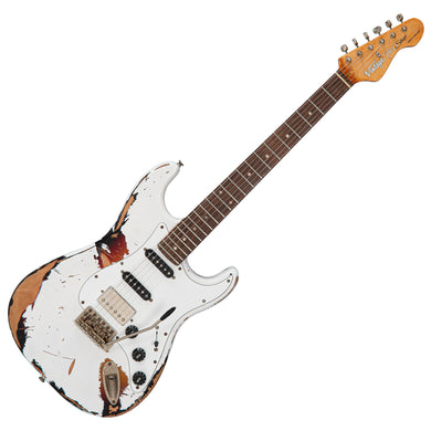 Distressed White Over Sunburst Vintage V6 ProShop Custom-Build Electric Guitar