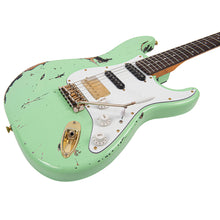 Load image into Gallery viewer, Distressed Surf Green Over Black Vintage V6 ProShop Custom-Build Electric Guitar