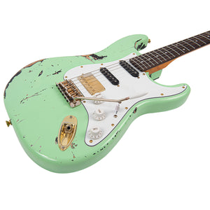 Distressed Surf Green Over Black Vintage V6 ProShop Custom-Build Electric Guitar