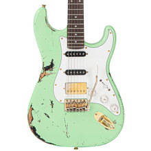 Load image into Gallery viewer, Distressed Surf Green Over Black Vintage V6 ProShop Custom-Build Electric Guitar