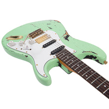 Load image into Gallery viewer, Distressed Surf Green Over Black Vintage V6 ProShop Custom-Build Electric Guitar