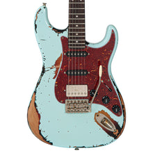 Load image into Gallery viewer, Distressed Sonic Blue over Sunburst Gloss Vintage V6 ProShop Custom-Build Electric Guitar