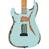 Distressed Sonic Blue over Sunburst Gloss Vintage V6 ProShop Custom-Build Electric Guitar