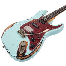 Load image into Gallery viewer, Distressed Sonic Blue over Sunburst Gloss Vintage V6 ProShop Custom-Build Electric Guitar