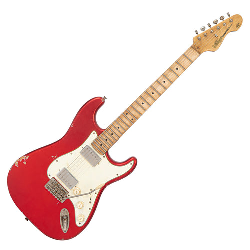 Vintage V6 ProShop Custom-Build Electric Guitar ~ Lightly Distressed/ Matt Candy Apple Red