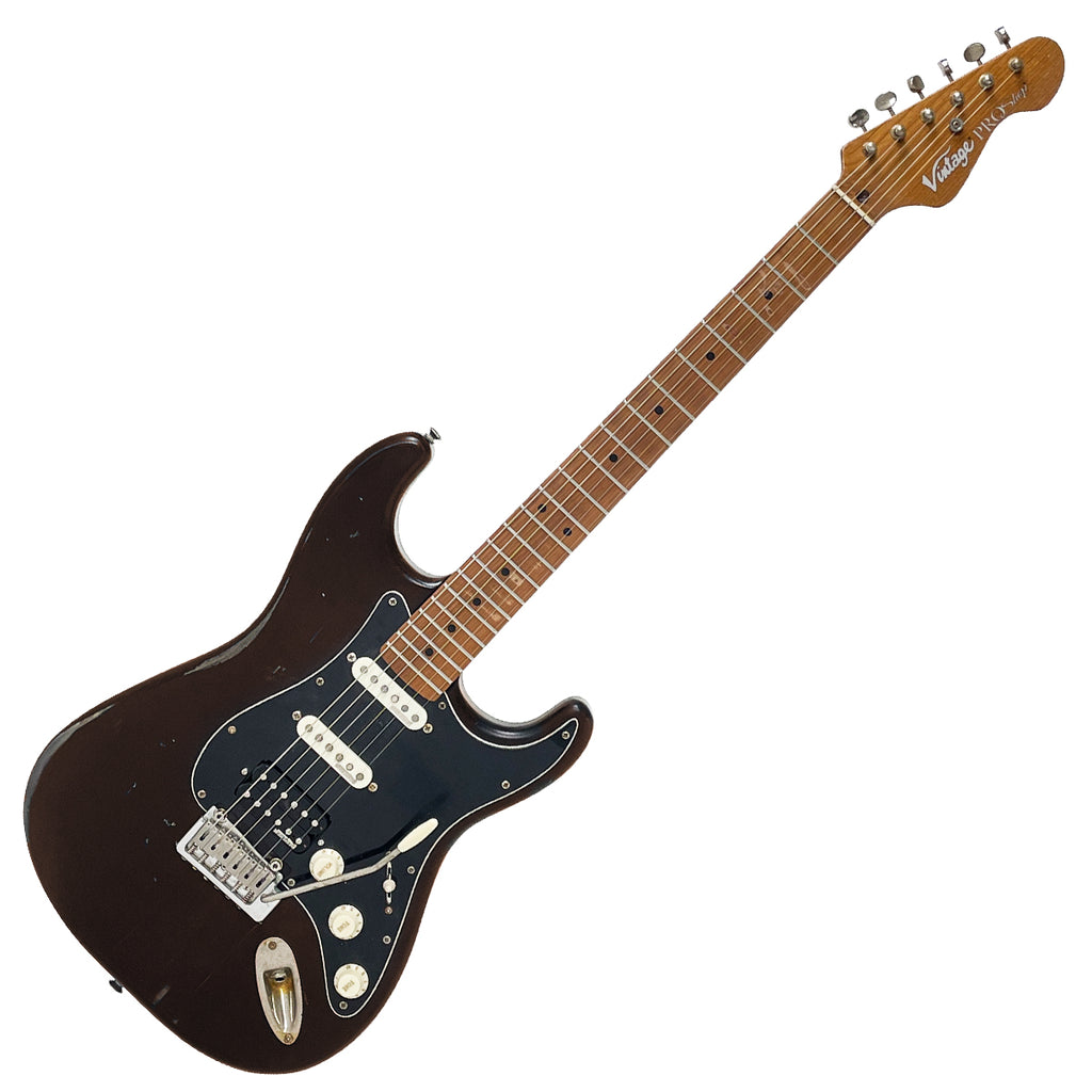 Distressed Dark Brown Vintage V6 ProShop Unique Electric Guitar
