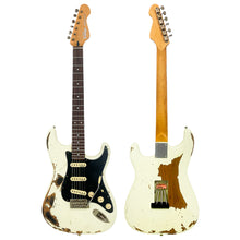 Load image into Gallery viewer, Heavy Distressed Vintage White Vintage V6 ProShop Unique Electric Guitar