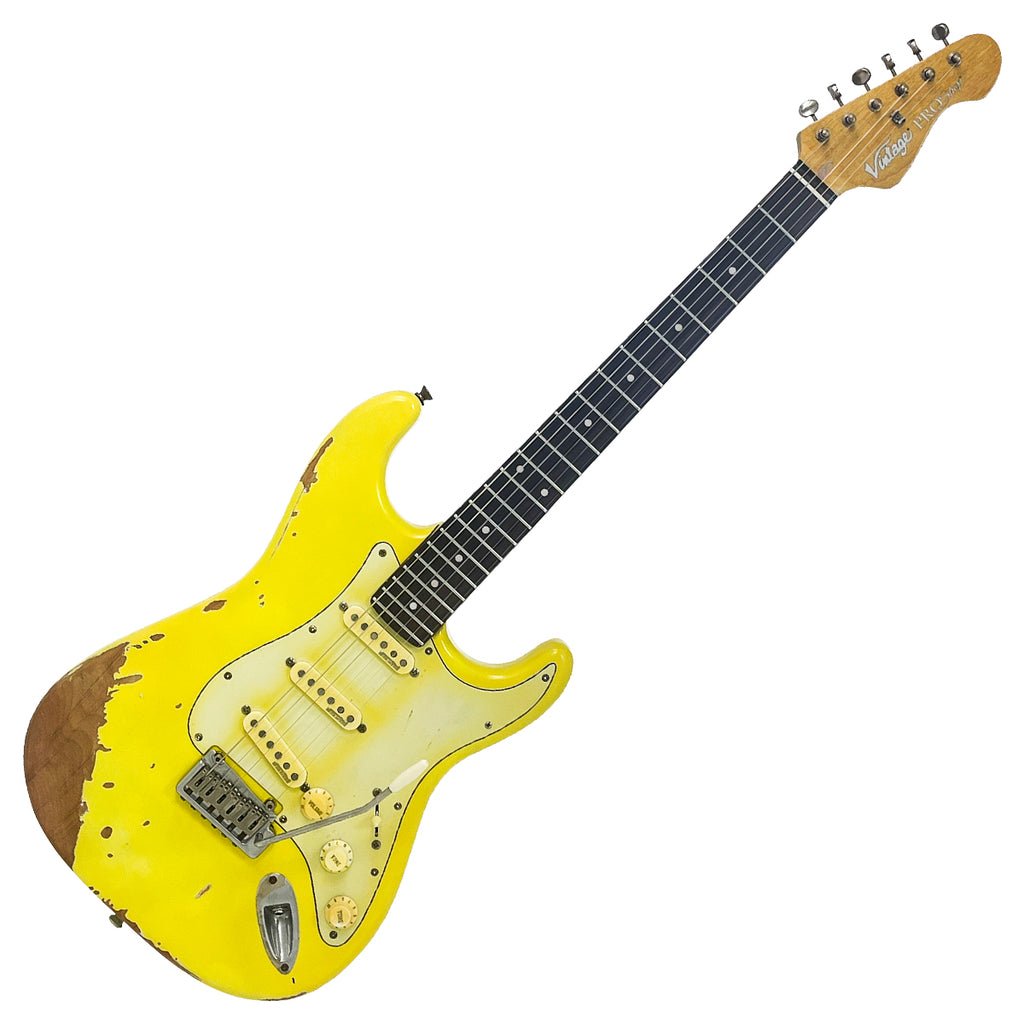 Distressed Canary Yellow Vintage V6 ProShop Unique Electric Guitar