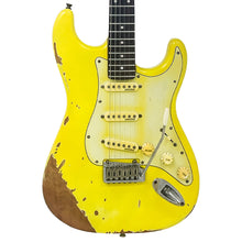 Load image into Gallery viewer, Distressed Canary Yellow Vintage V6 ProShop Unique Electric Guitar