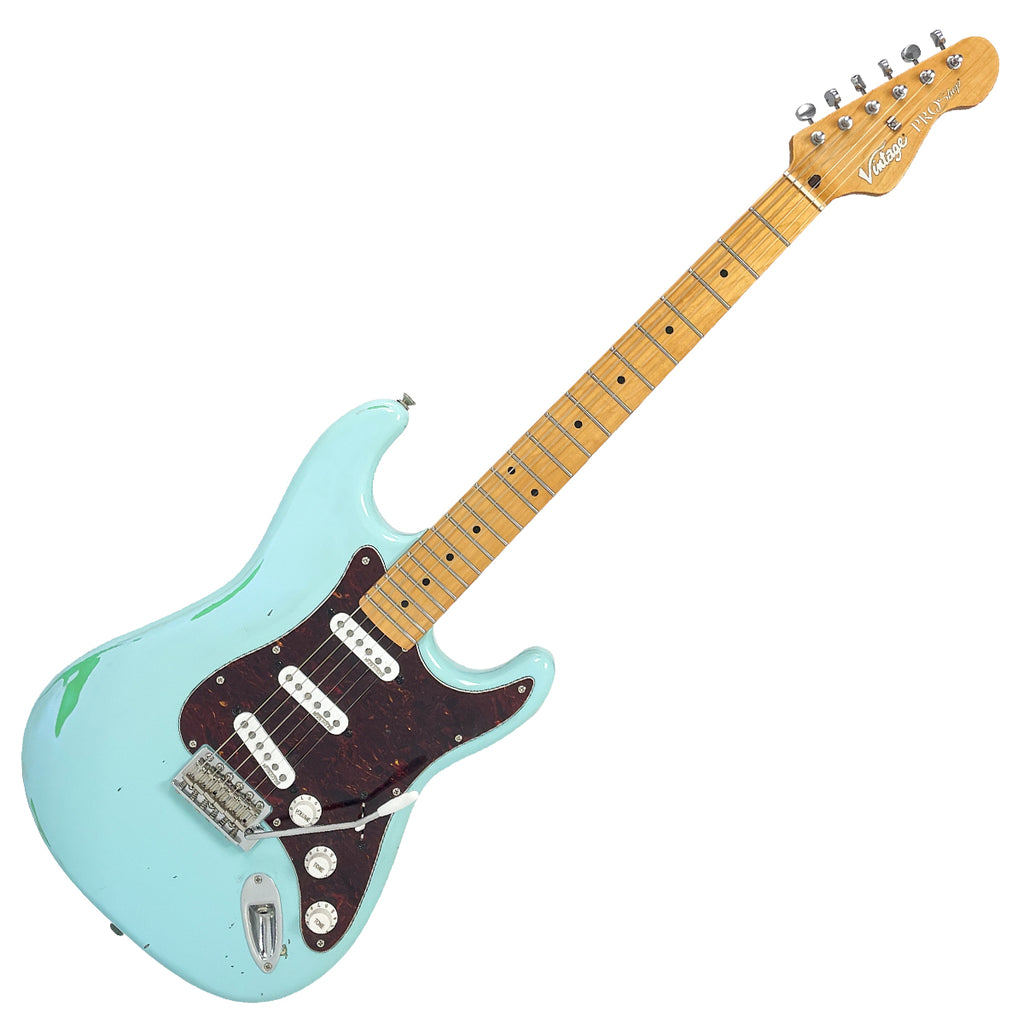 Laguna Blue over Ventura Green Vintage V6 ProShop Unique Electric Guitar